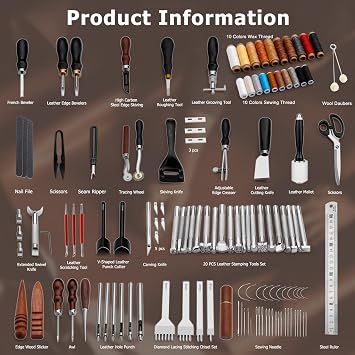 BUTUZE Leather Tool Kit, Leather Crafting Kit with Tool Rack