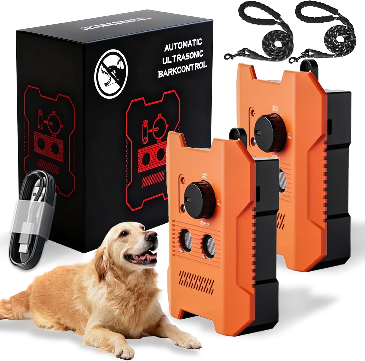 Dog Bark Deterrent Devices, 2026 New Ultrasonic Dog Bark Deterrent Device for Indoor/Outdoor, Portable Pet Gentle Trainer, 3 Training Modes, 50FT Range Covers, Stops Barking in Seconds (2pcs)