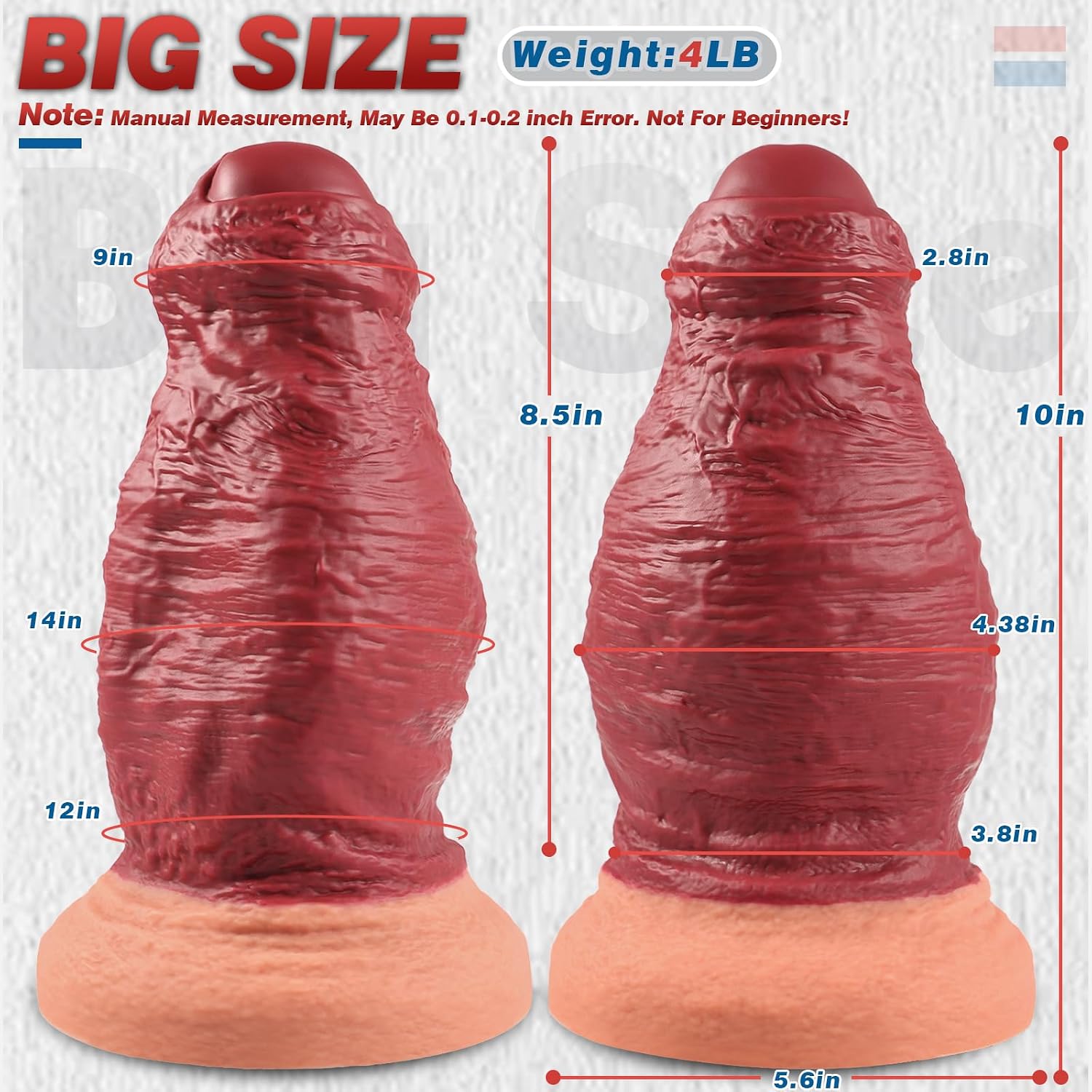10 Inch Large Silicone Massive Dildos Anal Dilator, 4.5'' Diameter Thick Realistic Foreskin Dildo, with Strong Suction Cup for Deeper Anal Play, Huge Thick Fantasy Dildos Sex Toys for Adults Women Men