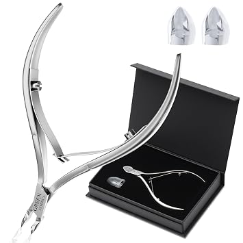 Premium Cuticle Trimmer & Nippers, Stainless Steel, Sharp 1/4 Jaw Blades | Sharp Blades, Cuticle Pusher, Double Spring, Cuticle Nippers, Nail Care Tool
