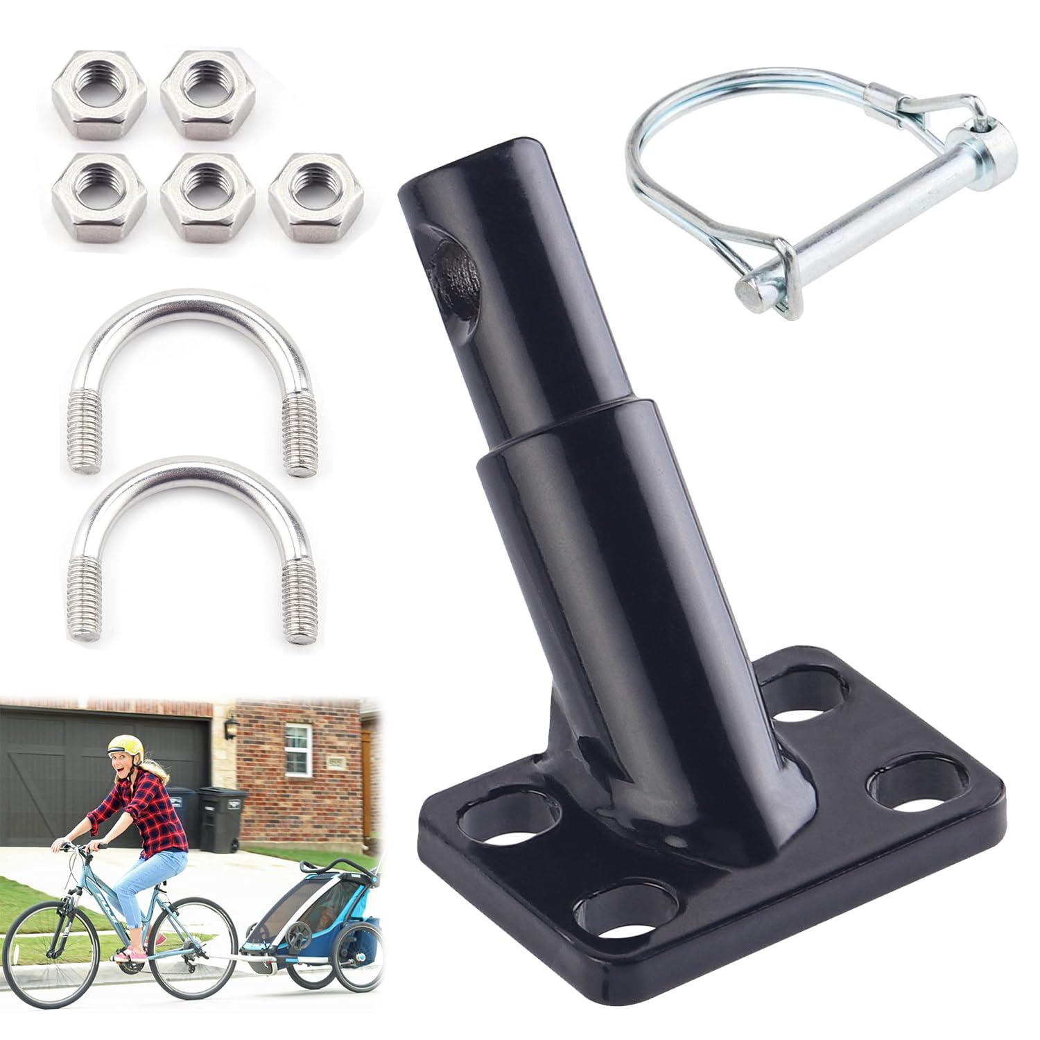 Gancio Di Traino Per Bicicletta Universale - Per Rimorchi Bambini O Animali, Acciaio Carbonio, Montaggio Facile - Foto 2