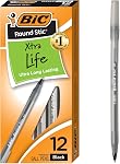 BIC Round Stic Extra Life Ballpoint Pens, School Supplies for Teachers and Students, 60-Count in Black