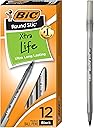BIC Round Stic Xtra Life Black Ballpoint Pens, Medium Point (1.0mm), 12-Count Pack of Bulk Pens, Flexible Round Barrel for Writing Comfort, No. 1 Selling Ballpoint Pens