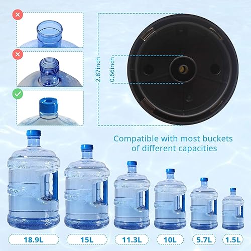 Miniatura 12 de MJIYA - Bomba de botella de agua portátil, dispensador de agua eléctrico universal con interruptor y carga USB, para campamento, cocina, taller