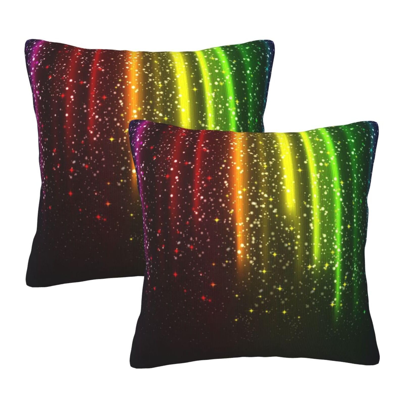 Taies d'oreiller carrées arc-en-ciel fluo lavables et douces, lot de 2 housses de lit durables