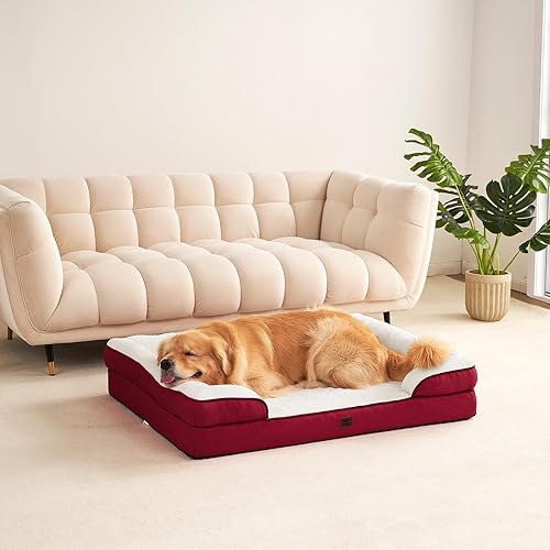 Miniatura 112 de EHEYCIGA – Cama ortopédica mediana impermeable para perros medianos, de espuma viscoelástica tipo caja de huevos, con bordes elevados y base
