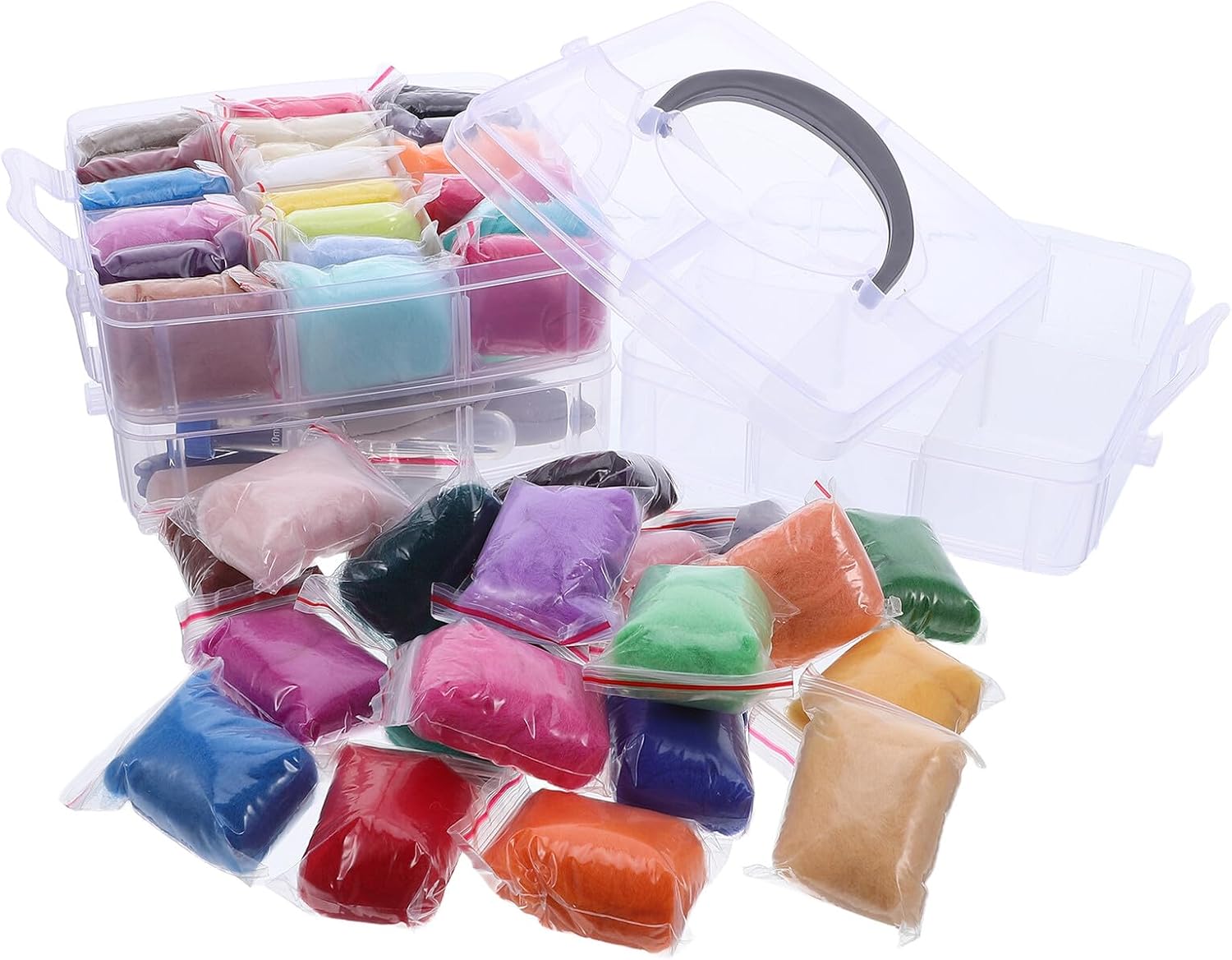 NUOBESTY Needle Felting Kit 40 Colors Wool Felt Craft Set with Needles and Tools, DIY Handcraft Felting Supplies for Beginners, Travel and Home Decor