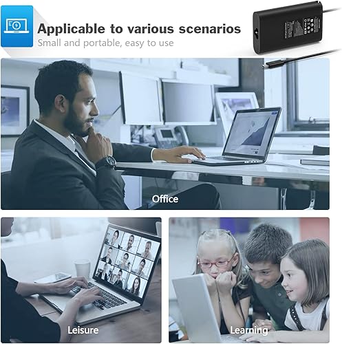 Miniatura 7 de Cargador USB C de 65 W para laptop compatible con Dell Chromebook 3100 3300 3380 3400 3500 5190 5300 5400 7200 7300 tipo C cable de fuente de