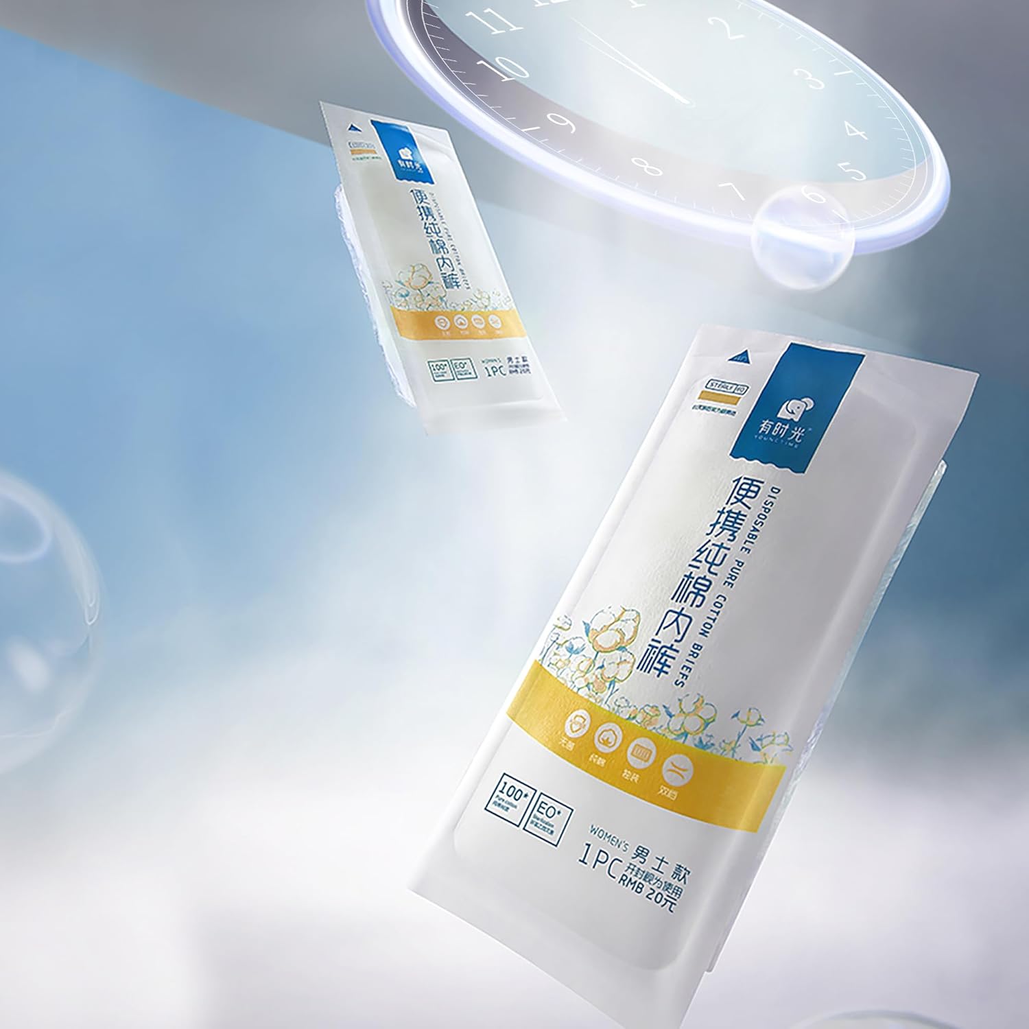 YOUNGTIME 6 Packs Mens Disposable Underwear,100% Cotton Portable Boxers Briefs for Travel/Hospital Stays - Image 3