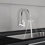 Delta Faucet Wall Mount Cold Only Kitchen Faucet I 10 Year Warranty I Korby Single Handle Multi-Function Kitchen Sink Tap I 360° Swivel Spout I Durable Kitchen Tap I Chrome – 44405