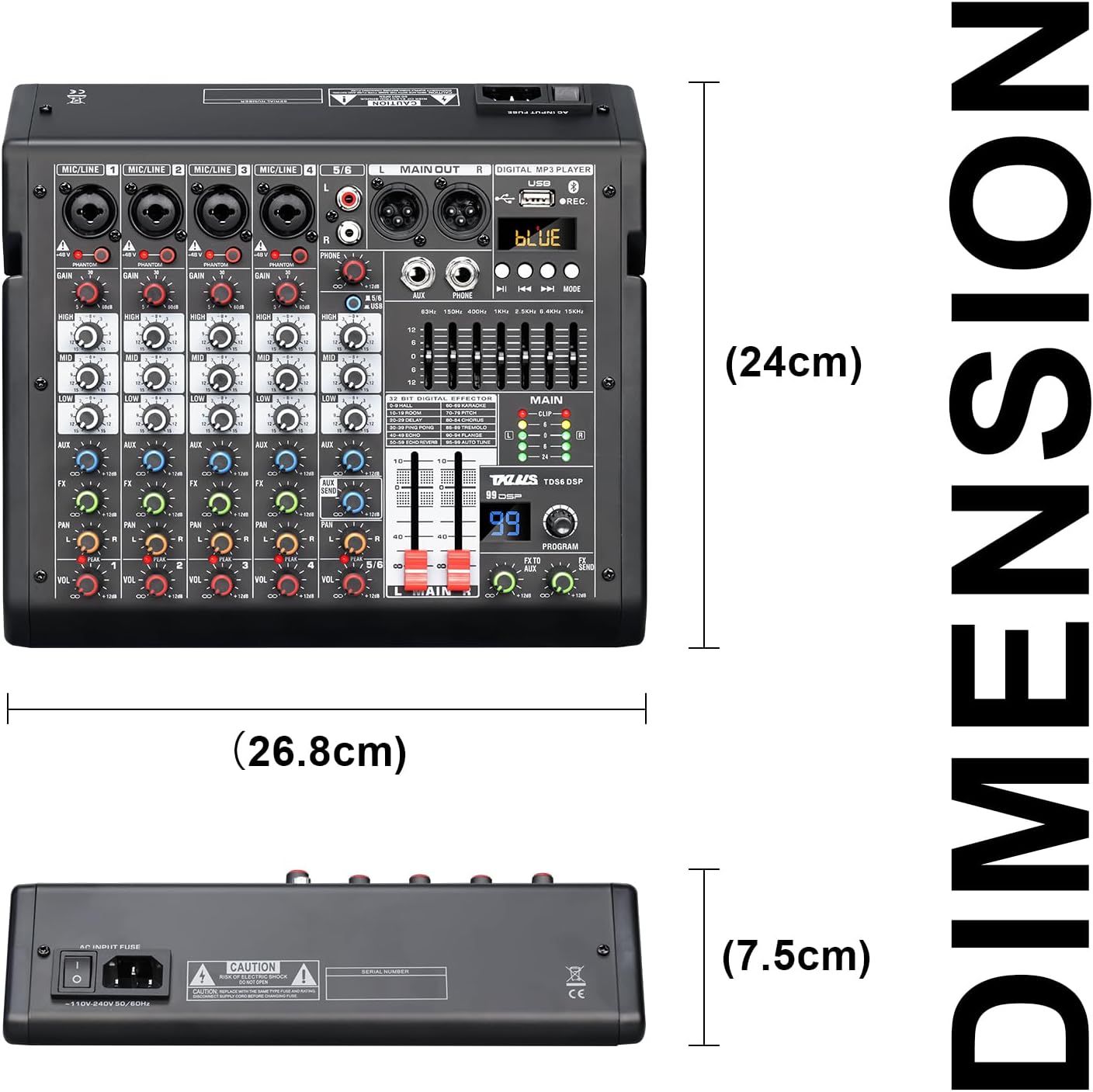 Dimensions of the TKLBLS TDS-6DSP mixer