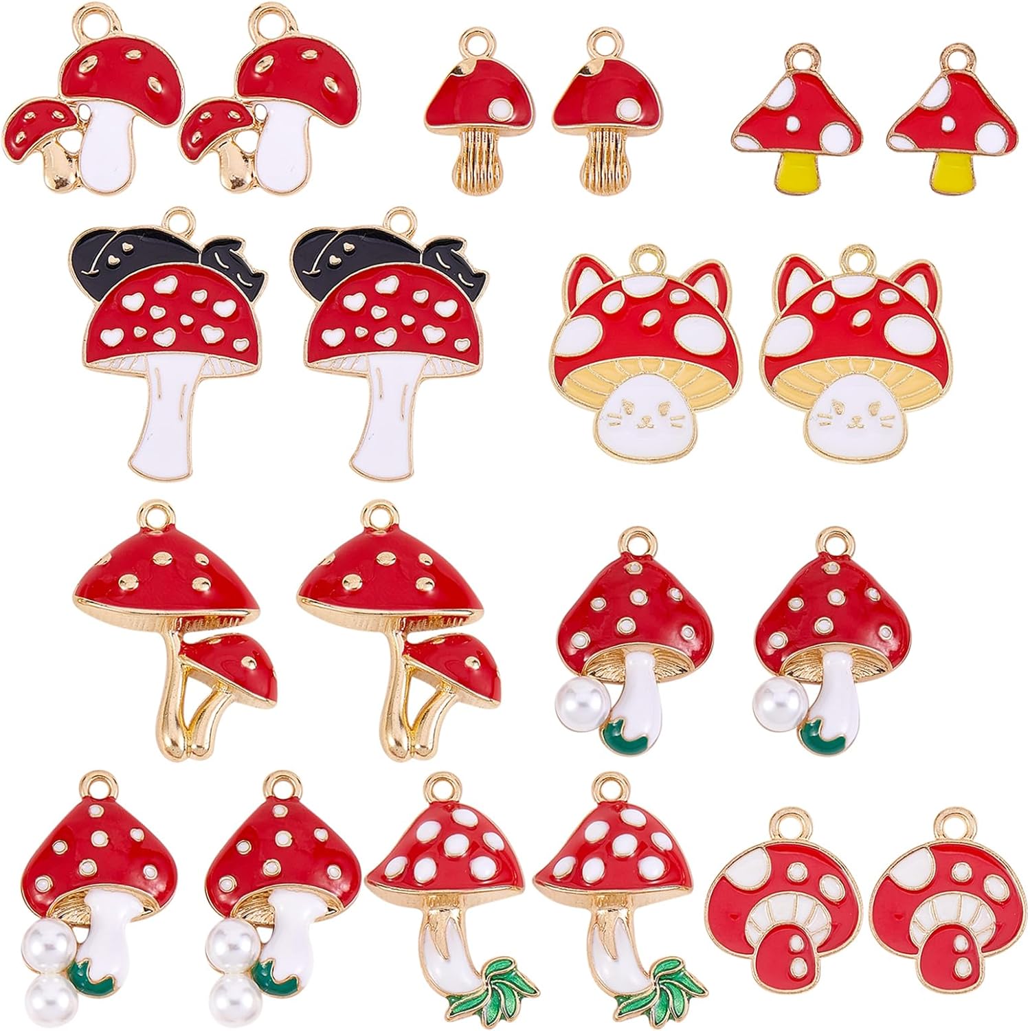 COGCHARGER Lot De 48 Breloques En Forme De Champignon En émail Taillé En Forme De Champignon De Couleurs Mélangées Pour La Fabrication De Bijoux, Colliers, Boucles D'oreilles, Loisirs Créatifs