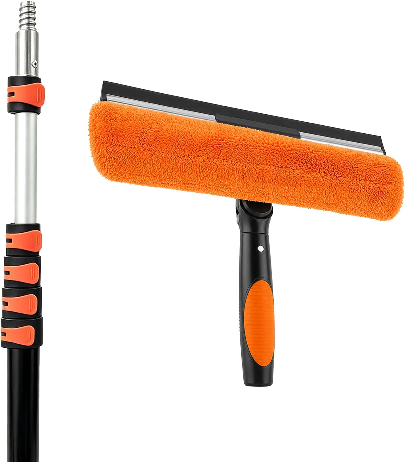 26FT High Window Cleaning Kit with Pole, 2-in-1 Window Squeegee with 5-20 FT Telescoping Extension Pole - Professional Window Washing Kit with Long Handle, Multi-Use Cleaning Tool for High Windows