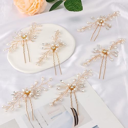 Miniatura 6 de CIEHER 6 piezas de accesorios para el cabello de novia, perlas y cristal, accesorios para novias, accesorios de hoja de novia, pieza de cabeza de