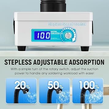 Antstone Solder Fume Extractor, Adjustable Speed, LED Display, 3-Stage Filters Desktop Soldering Fume Extractor for Laser Cutter, Soldering, 3D Printer, Welding, Phone Repair Solder Fan Fume Extractor