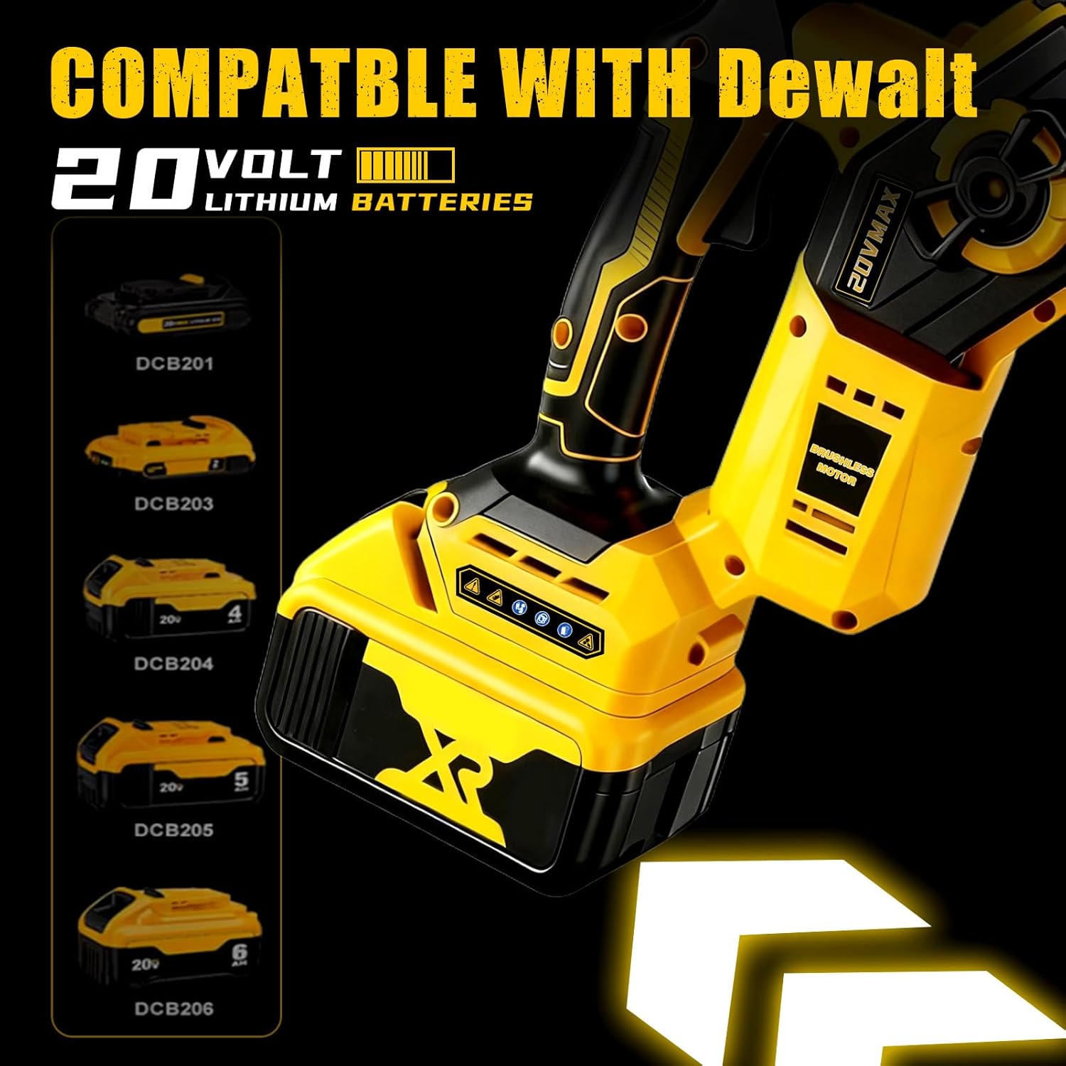 8 inch Chainsaw for Dewalt 20V MAX Battery, 2026 Upgraded Cordless Brushless Pruning Chainsaw with Oiling System & Chain Brake, Battery Powered for Wood Cutting (4.0Ah Battery Included) - Image 2