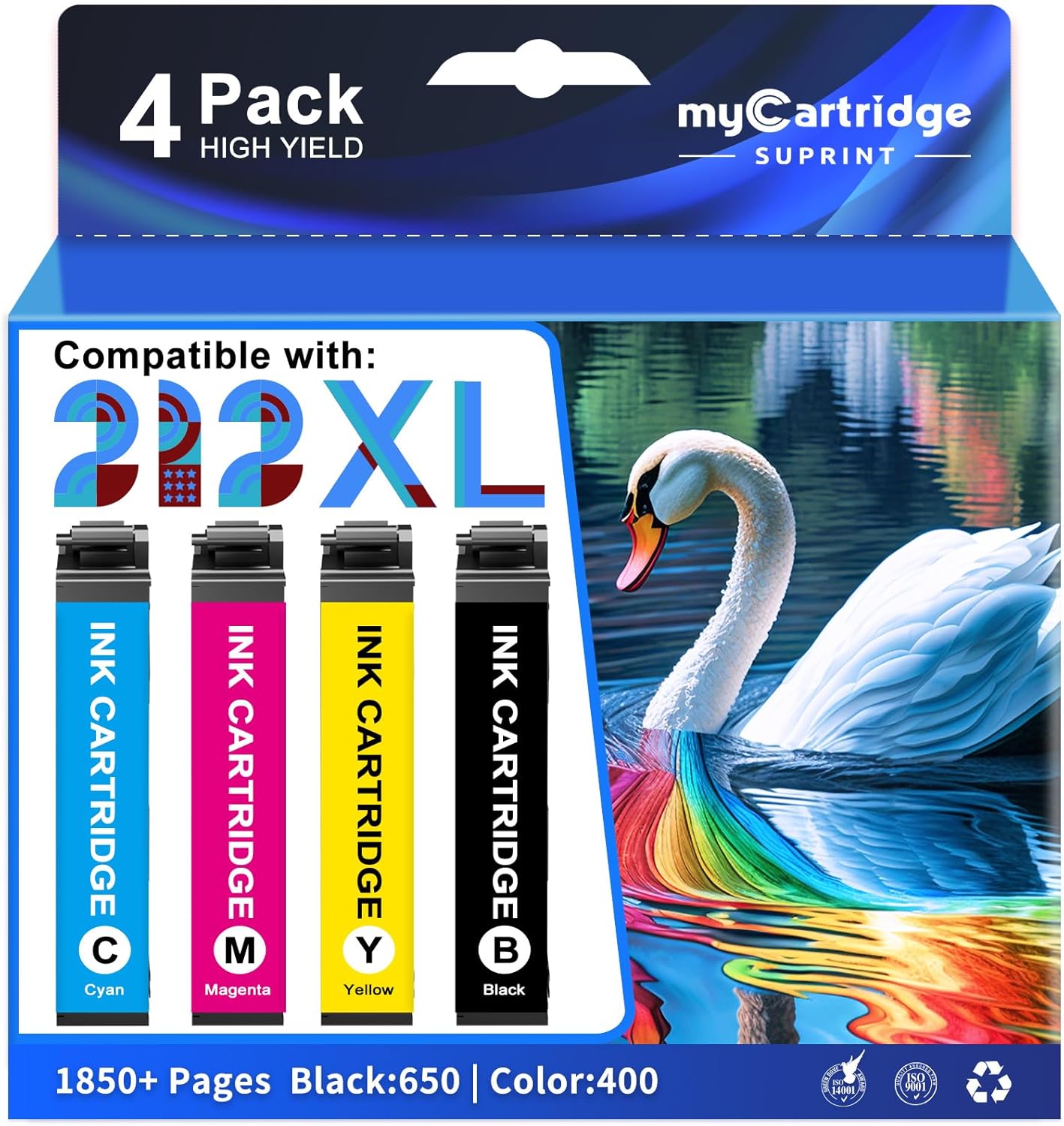 Remanufactured Ink Cartridge Replacement for Epson 212 Ink Cartridges for Epson 212XL Ink Cartridges Combo Pack High Yield with Smart Chip for Workforce XP-4100 XP-4105 WF-2830 WF-2850 Printer(4-Pack)