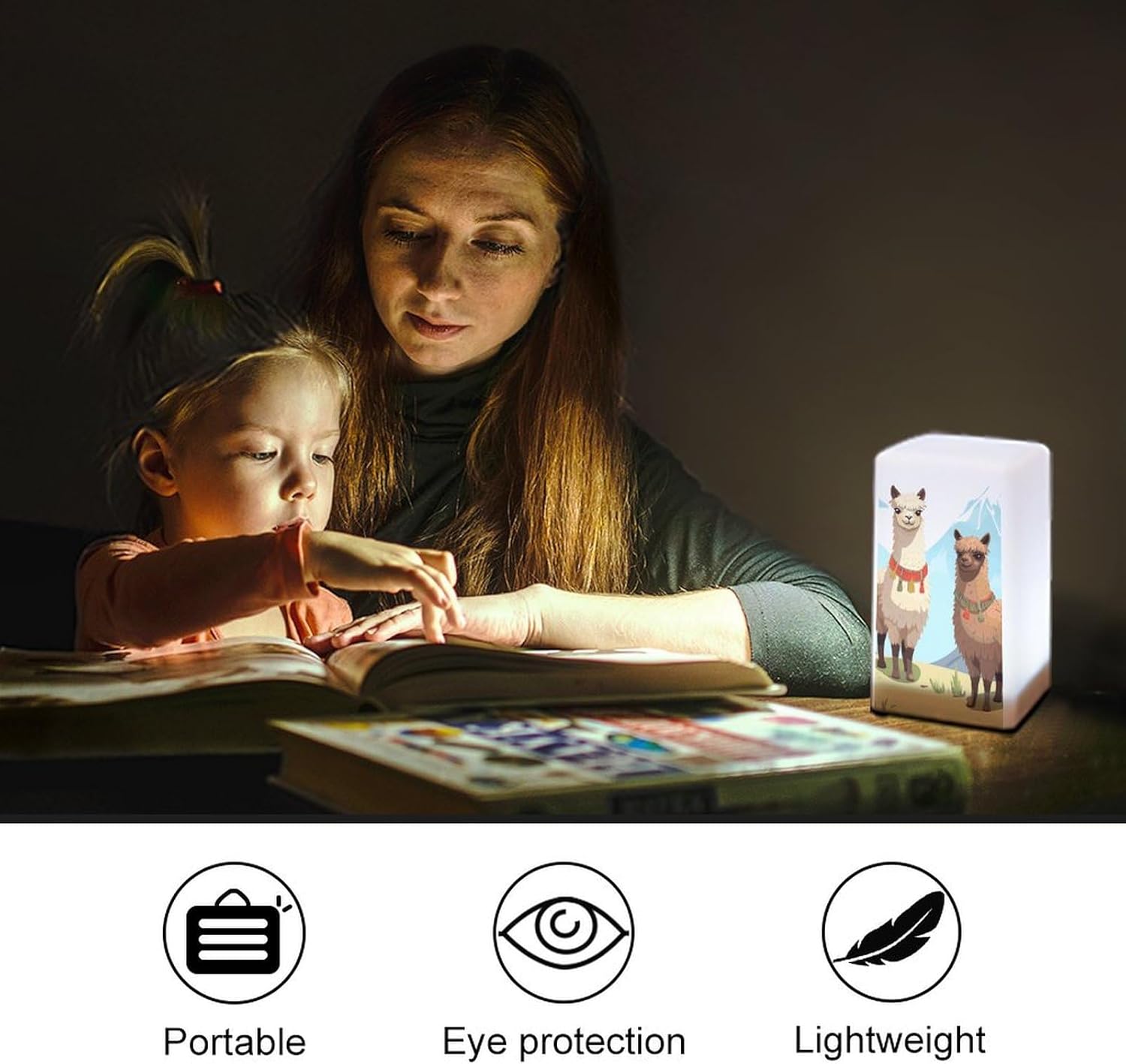 Desk Lamp for Office Home Dimmable Small Desk Lamp Llama and Alpaca Battery Operated Lamp for Reading Study Work