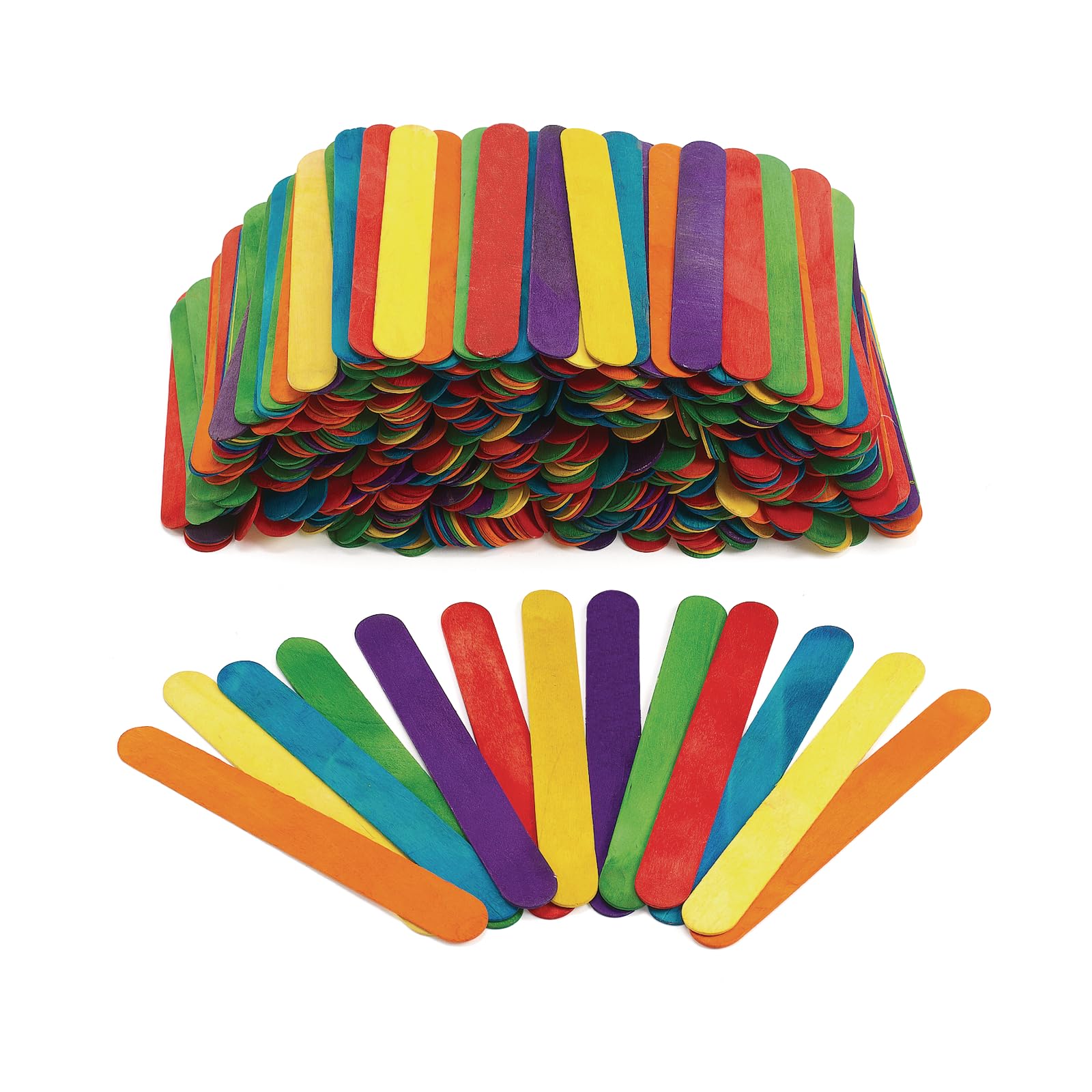 Colorations Jumbo Colored Wood Craft Sticks Tongue Depressors, 500 Pieces, All Natural, , 1mm Thick, 8 inches x 1 inch Each