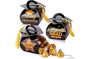 Graduation Candy Boxes 2022: 30pc Grad Cap Boxes with Tassel