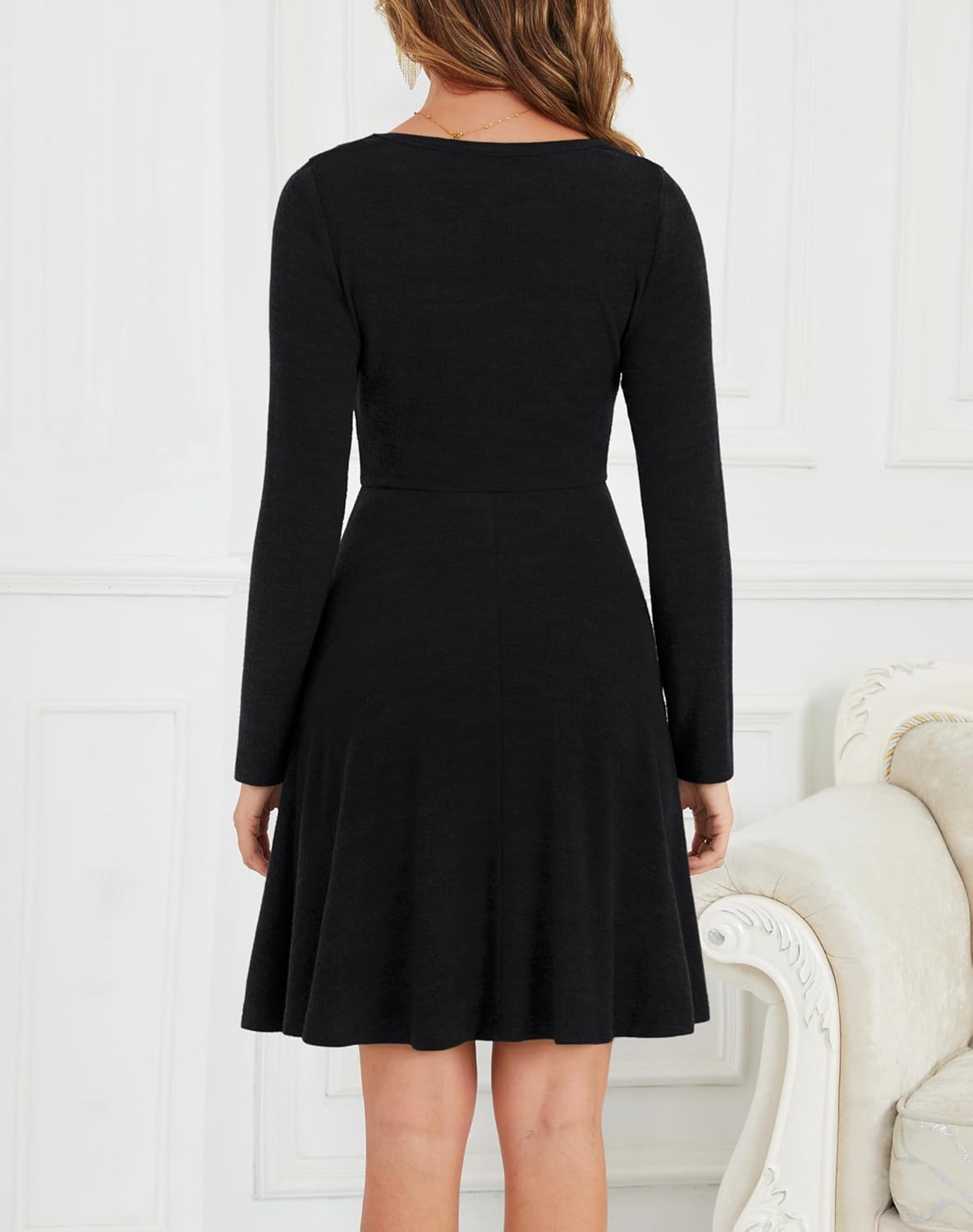 Kranda Women 2026 Spring Midi Dresses Long Sleeve Crewneck Casual Flowy Knit Winter Sweater Dress with Pockets - Image 4