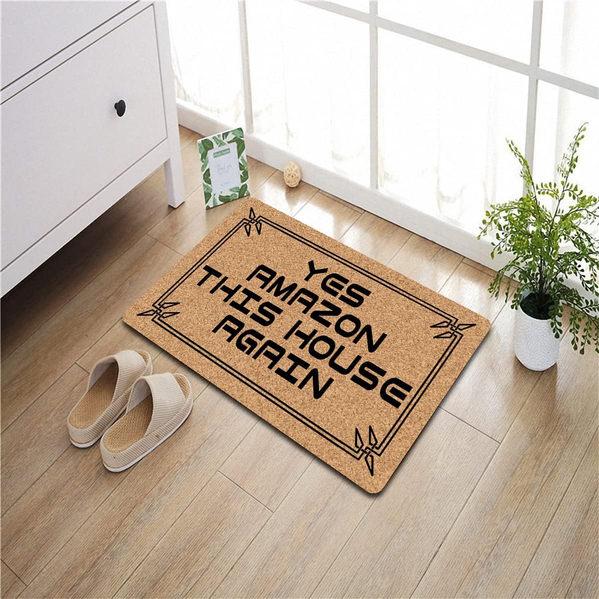 Welcome Mat Yes Amazon This House Again Hello Front Doormat (23.6 X 15.7 inch) Non-Woven Fabric Top with a Anti-Slip Rubber Back Funny Doormat Prank Gift Indoor/Outdoor Door Mat
