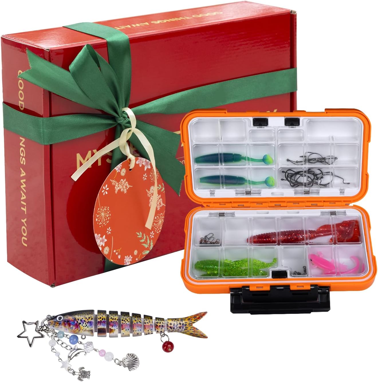 86 PCS Fishing Tackle Box Set with Soft/Hard/Metal Baits, Hooks Included, Complete Freshwater Bass Lure Kit, Ideal Gift Box for Girl, Women