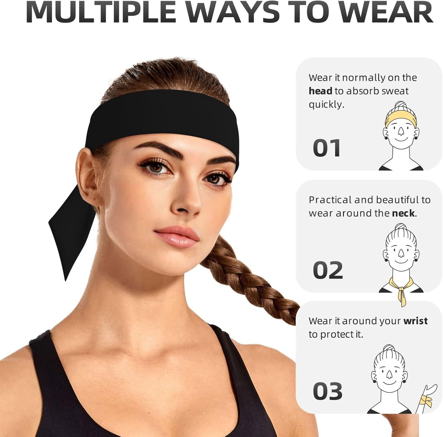 Custom Sport Tie Headband for Unisex,Design Your Own Text Name Image Photo Personalized Sports Headbands