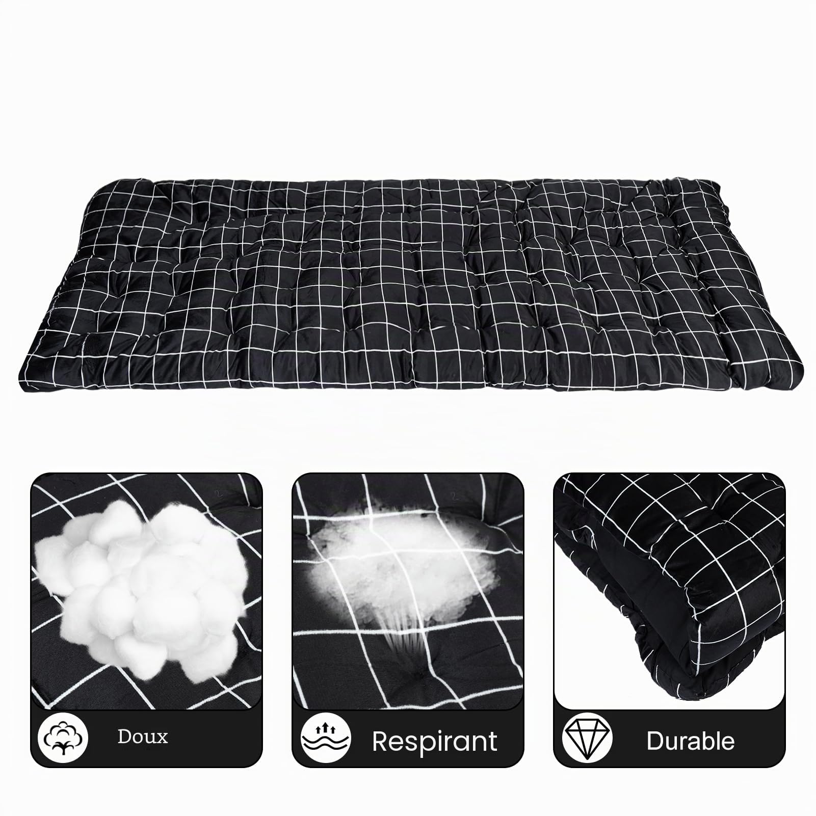 Lit de Camping, Chaise Longue Inclinable, Lit Camping Pliable, Lits Campings Pliant, Chaise Longue 4 Positions avec Oreiller, Idéal pour Piscine, Plage, Terrasse (Noir)