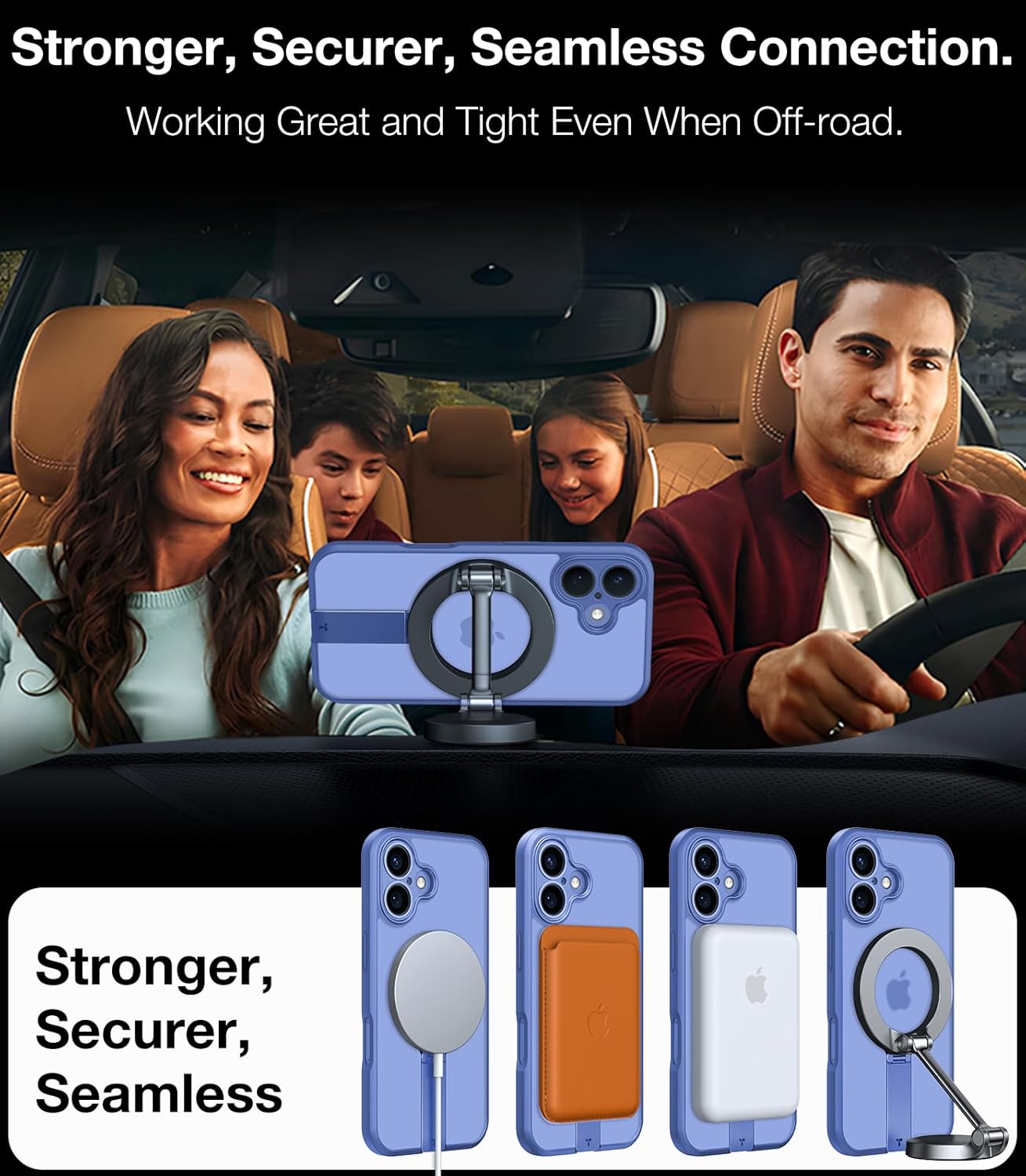 TORRAS Magnetic 360° Spin Stand Case for iPhone 16 Case, [Full Camera Protection][Fit for MagSafe][16FT Mil-Grade Drop Protection] Slim Blue Case for iPhone 16 Phone Case (6.1"), Translucent Blue