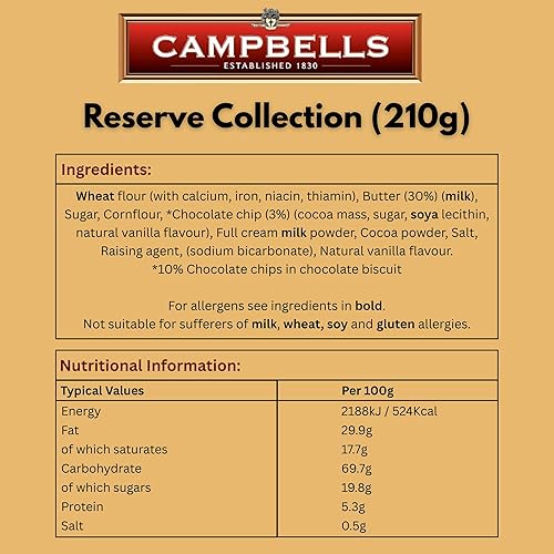 Miniatura 2 de Campbells Shortbread Reserve Collection Cartón de 7.4 onzas (7.41 oz)  Galletas escocesas de mantequilla de Escocia, chispas de chocolate y variedad