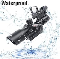 Vista 3 de UUQ 2.5-10x40 Mira telescópica combinada para rifle, retícula Mil-dot iluminada doble, con mini visor reflex de punto rojo de 3 MOA y visor láser