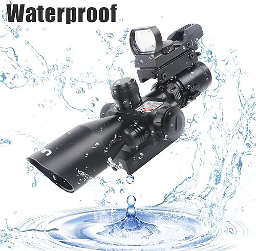 Miniatura 10 de UUQ Alcance combinado de rifle de 25-10x40 retículo de punto mil-dot con iluminación dual con mini reflejo 3 MOA de punto rojo y vista láser