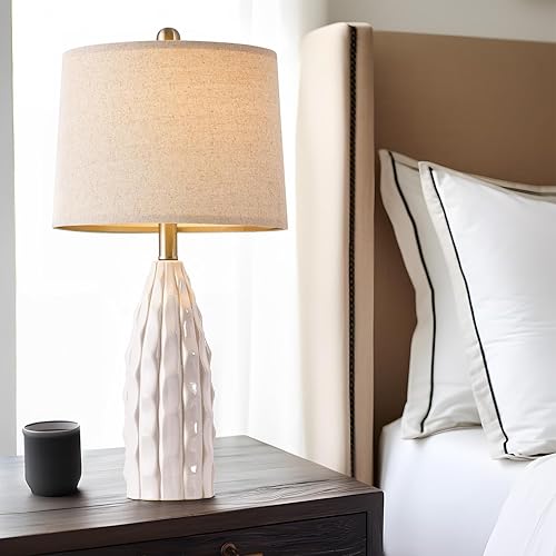 Miniatura 5 de Juego de 2 lámparas de mesa de cerámica de 23.75 pulgadas para sala de estar, lámpara de noche para dormitorio y mesitas de noche de granja o mesas