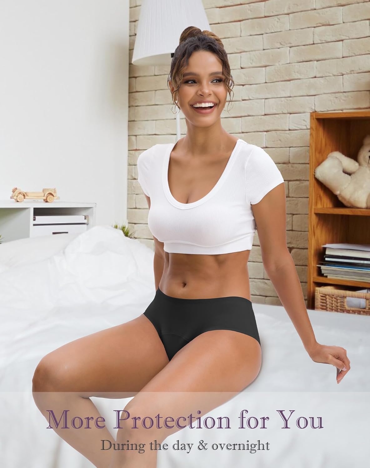 Women's Period Underwear Leak Proof Panties Postpartum Menstrual Briefs Heavy Flow 3 Pack - Image 2