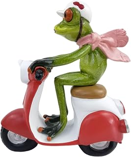 VVGIFTS Frog Figurines Decor Funny Cute Craft Resin Frog Sculpture Statue for Home Office Desk Tabletop Bathroom Decoration, Ornament Gift (Frog Riding Motorcycle)
