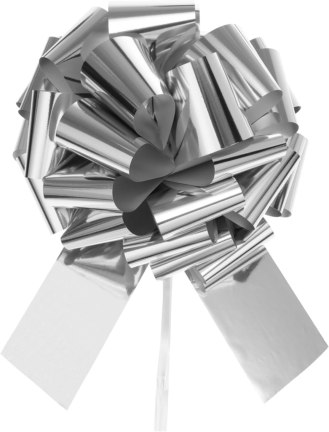 MECCANIXITY 20 Inch Car Extra Giant Large Pull Bow Christmas Metallic Gift Wrapping Bows Ribbon for Wedding Car Baskets Presents Big Gift Bow, Silver