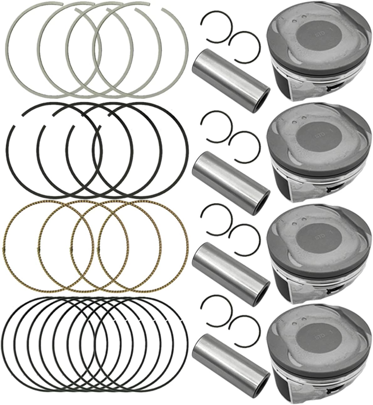 Standard Engine Piston and Pin and Snap Ring Fit for Toyota Matrix Corolla Camry Solara RAV4 for Scion xB tC 2.4L 2007-2013 9761321115, 13211-28112-A0