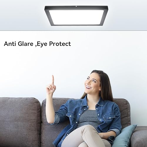 Miniatura 7 de Stayofa Paquete de 2 luces LED de techo de 12 pulgadas y 28 W, cuadradas, 3200 lúmenes, 6000 K, blanco, delgado, plano, lámpara de techo de