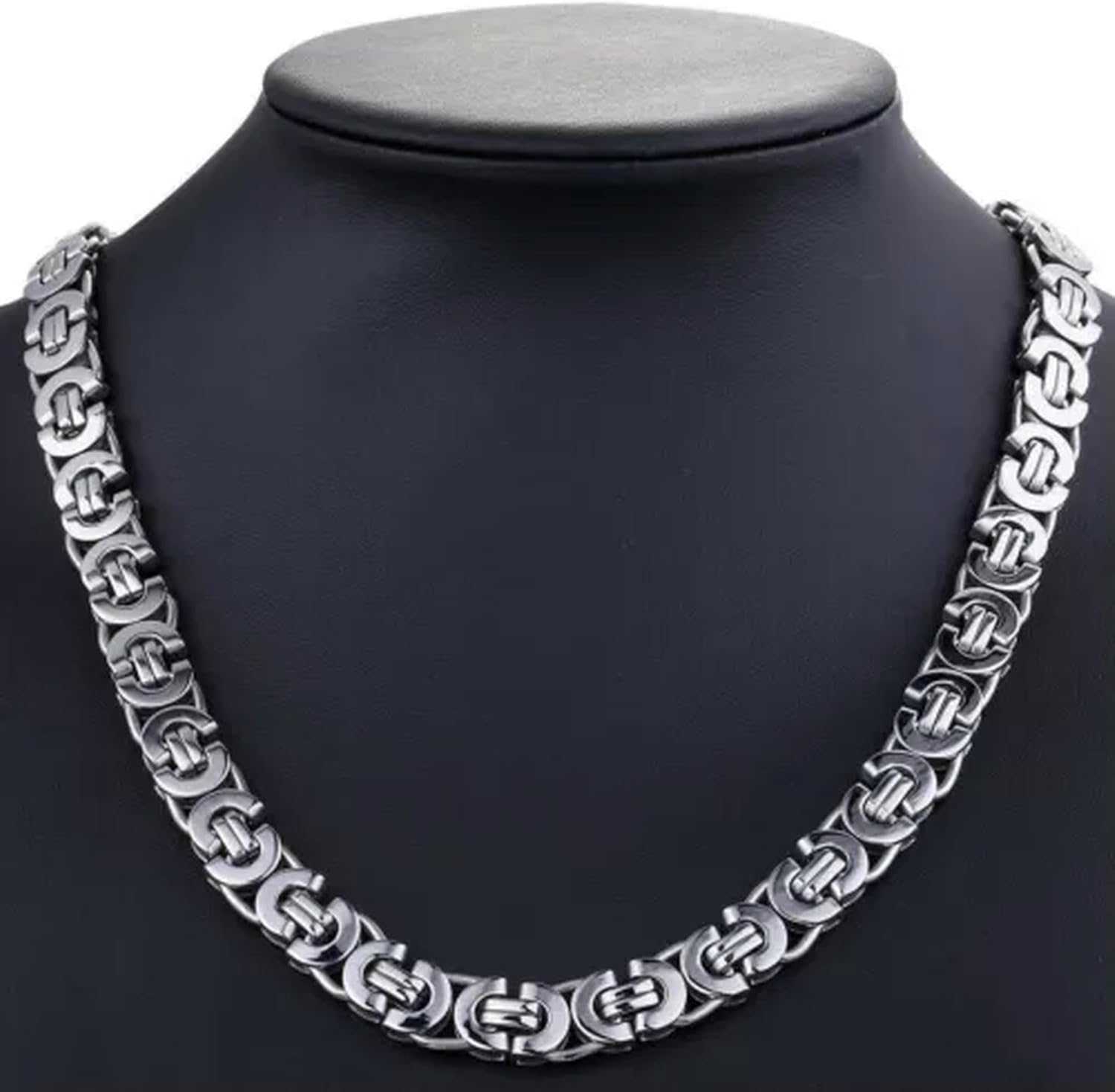 11mm Men's Silver Flat Byzantine Chain Necklace Bracelet Set Stainless Steel