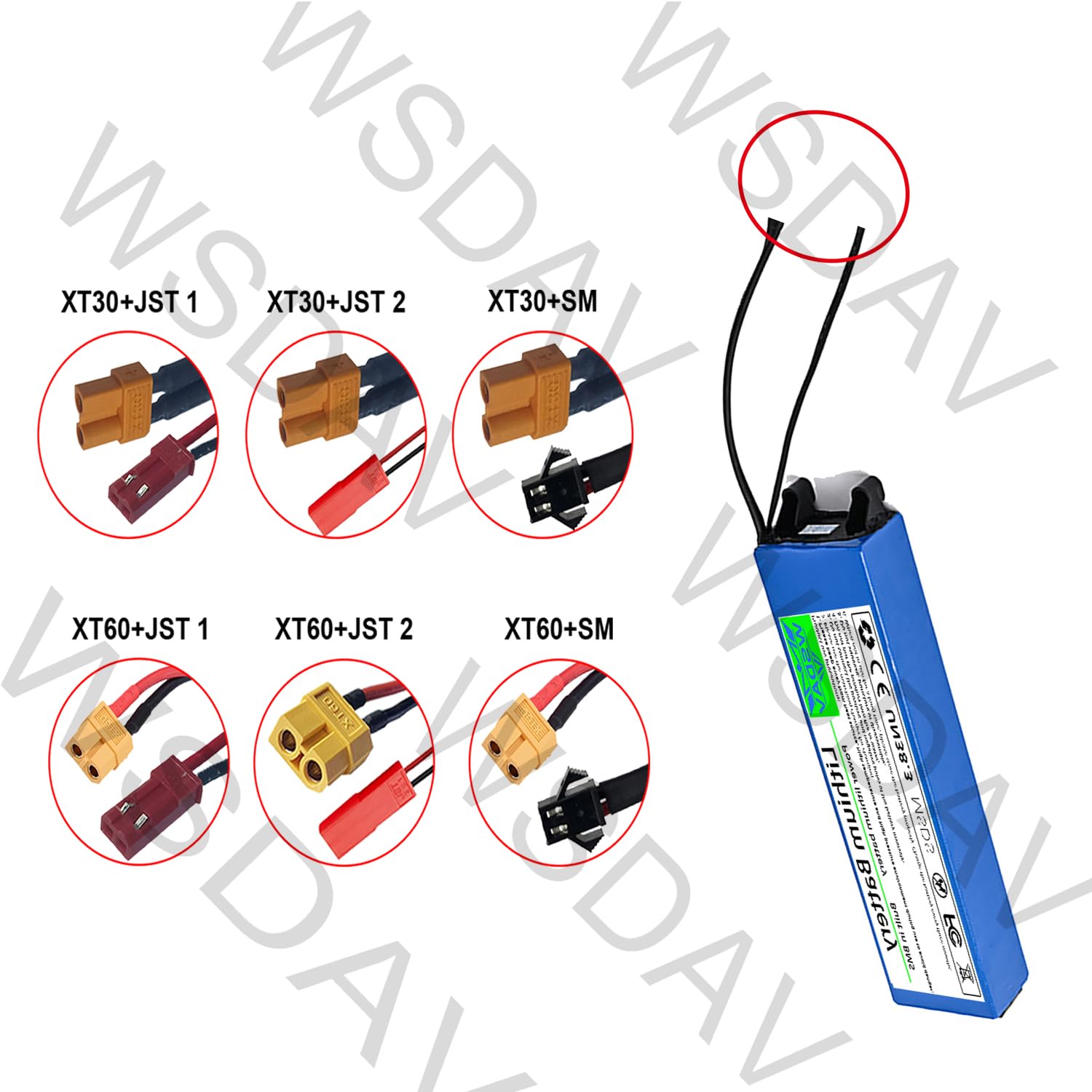 Batterie Lithium-ion WSDAV 36V 7,8 Ah – Étanche, Compacte, Compatible 280,8 W – Pour Trottinette, Skateboard, Hoverboard