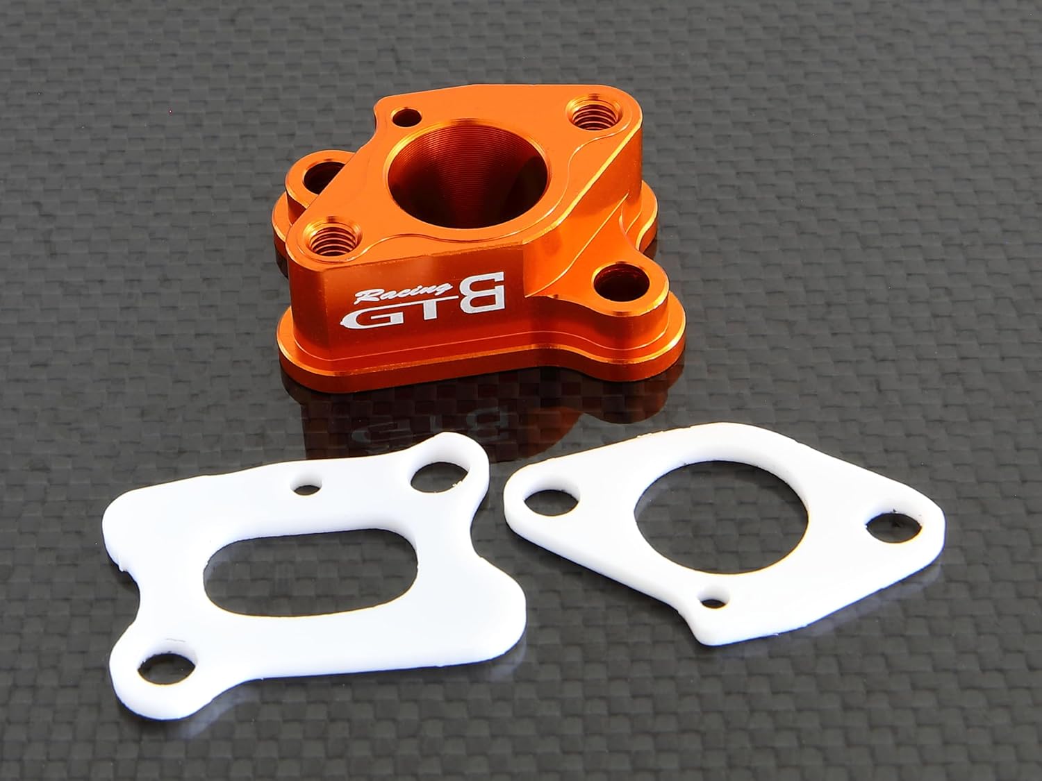 GTBRacing CNC Aluminum Metal Intake Manifold with Gasket for 1/5 RC Car HPI km rv Baja 5b ss 5t 5sc (Orange)