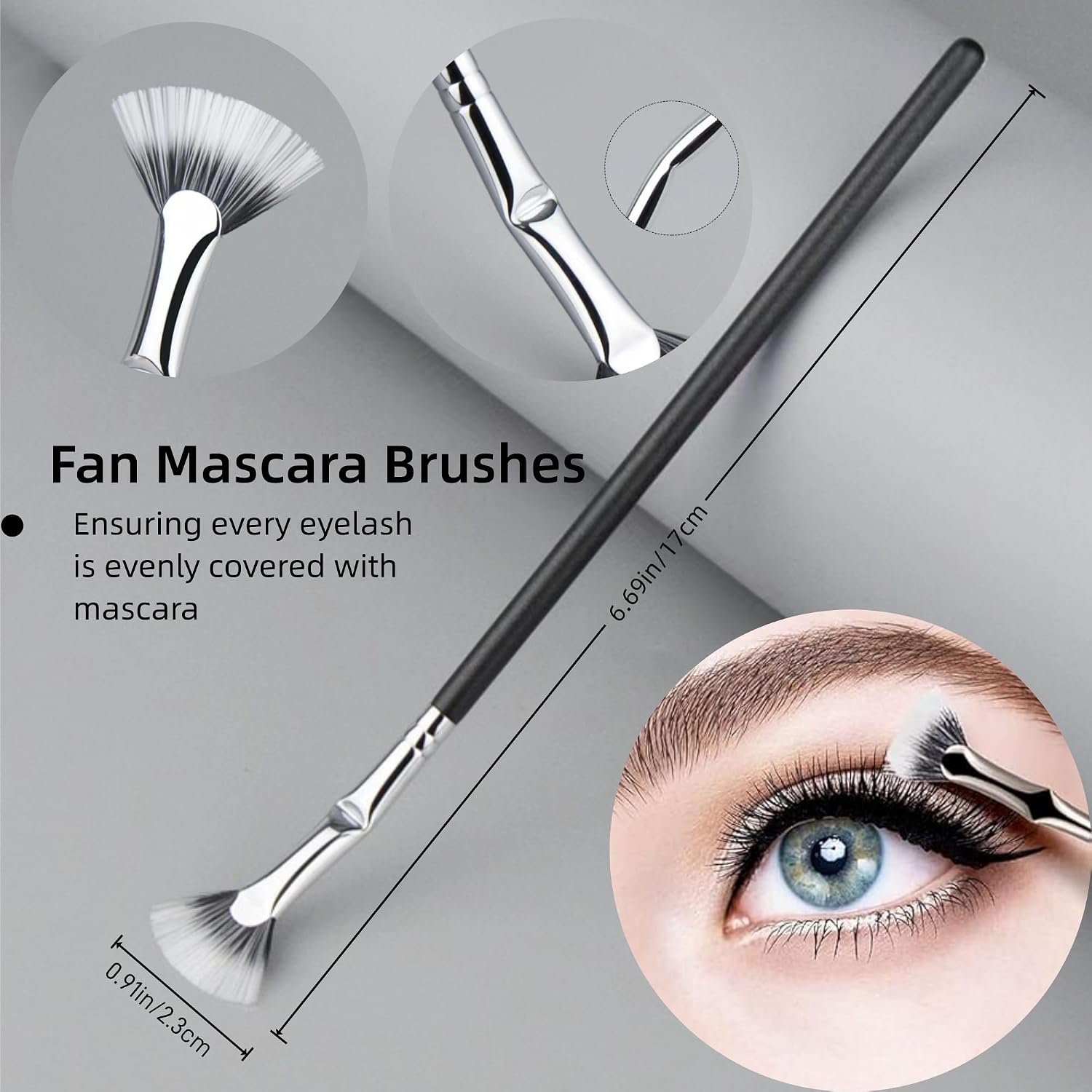 4Pcs Eyebrow Brush & Eyelash Comb Separator Set – Professional Eye Makeup Tool Kit with Metal Lash Comb, Angled Brow, Edge & Bent Mascara Fan Brush for Grooming & Blending