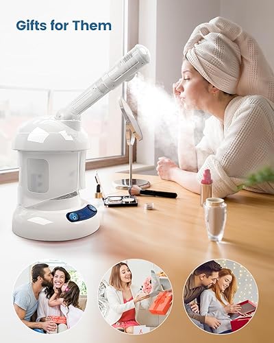 Miniatura 7 de Vaporizador facial de escritorio  Kingsteam Nano Ionic Face Steamer con brazo giratorio extensible de 360, hidratar, quitar puntos negros,