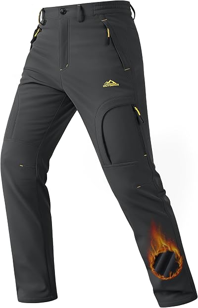 TACVASEN Men's Winter Fleece Lined Snow Ski Pants Waterproof Tactical Man Insulated Softshell Warm Hiking Outdoor Pants