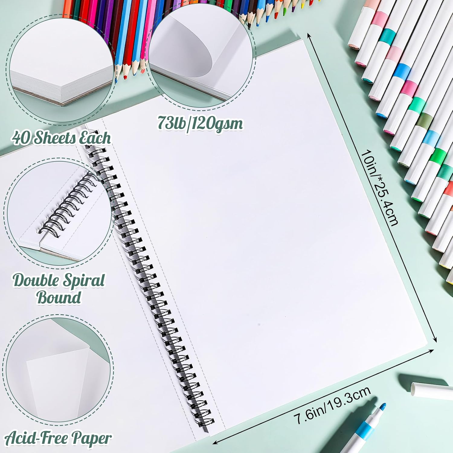 2 Pack 80 Sheets Marker Paper Pad, 7.6x10 Inch Bleedproof Art Sketch Pad, 73lb/120gsm Drawing Paper Spiral Sketch Book, Painting Coloring Alcohol Marker Paper for Beginners Artists Gift