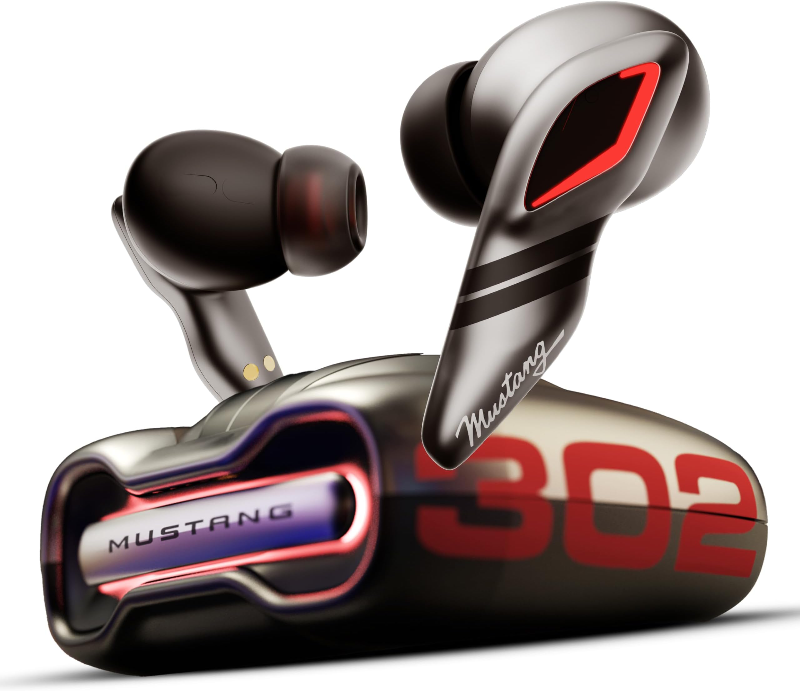 GOBOULT Mustang Torq Wireless in Ear Earbuds with 60H Playtime, App Support, Quad Mic ENC, 45ms Low Latency, 13mm Driver, Breathing LEDs, Made in India Ear Buds Wireless (Silver)