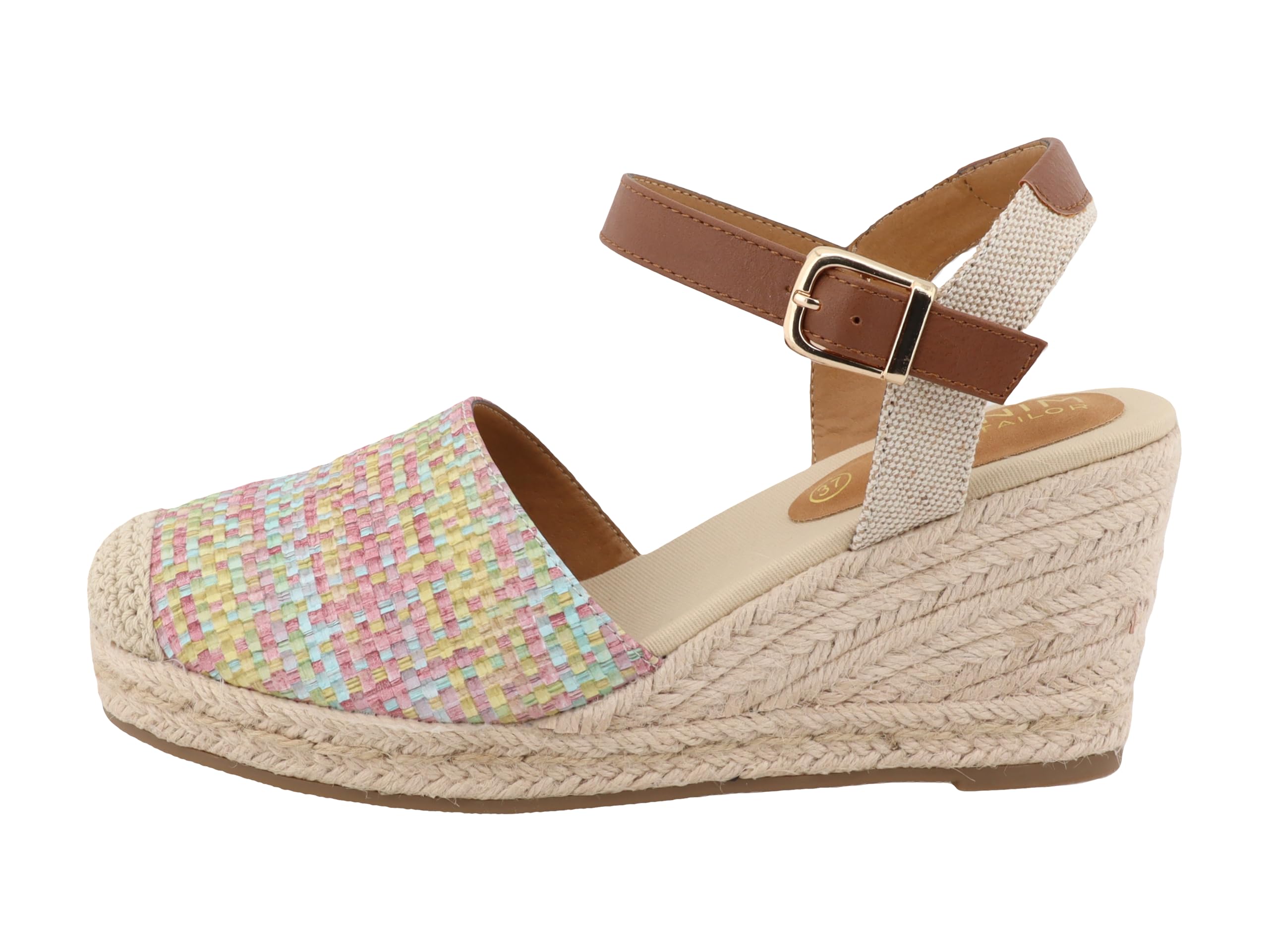 TOM TAILOR Women's 7490730007 Wedge Sandals, Rose Multi, 38 EU, Rose Multi, 6 UK