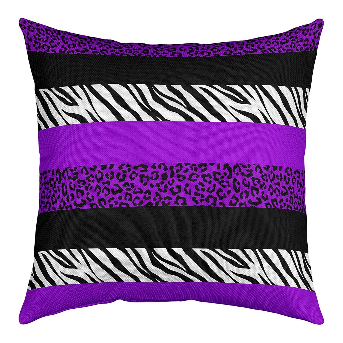 richhome Leopard Print Pillow Cover Zebra Cheetah African Animal Skin Print Pillow Case for Adults Geometric Stripes Wildlife Tribal Style Cushion Cover for Couch RV 16x16 Inch Purple Black โ image 1