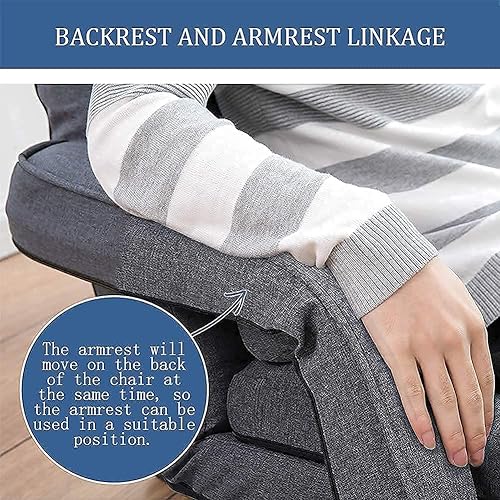 Miniatura 22 de FLOGUOR Silla de suelo, tumbona para interiores, sofá perezoso plegable ajustable de 14 posiciones con reposabrazos y una almohada, sillas